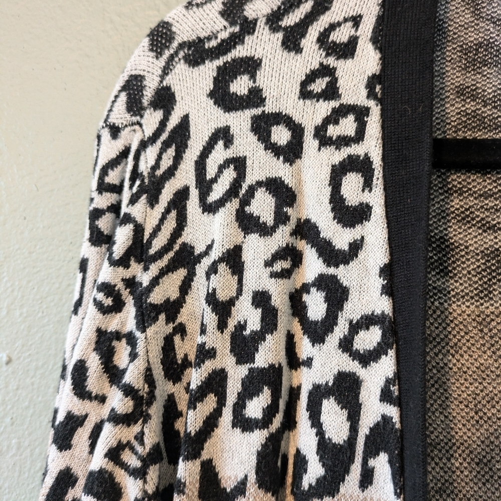 Oliver Leopard Print Multi Color Open Knit Cardig… - image 2